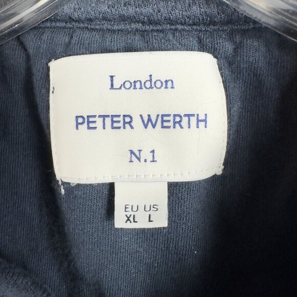 Peter Werth London N.1 XL Polo Shirt Men L Navy Blue Waffle Knit Textured - Picture 5 of 7